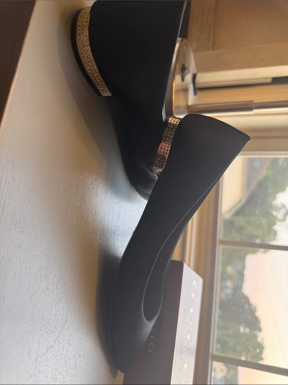 Tory Burch Black Flats with Gold Heel Trim